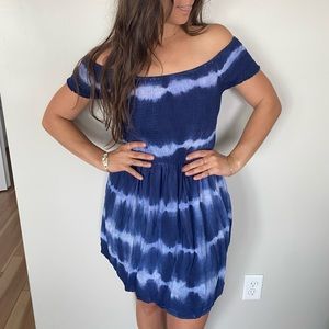 Tie dye off-the-shoulder dress